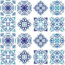 Adesivo de Azulejo - Ladrilho Hidráulico - 10cm x 10cm - 16un - 348Azpe