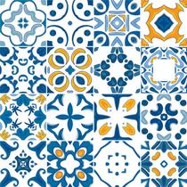 Adesivo de Azulejo - Ladrilho Hidráulico - 10cm x 10cm - 16un - 377Azpe Adesivo de Azulejo - Ladrilho Hidráulico - 10cm x 10cm - 16un - 377Azpe