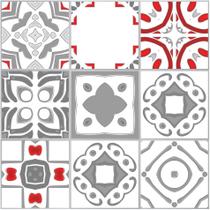 Adesivo de Azulejo Vermelho Cinza Vigo 10x10 cm 50un