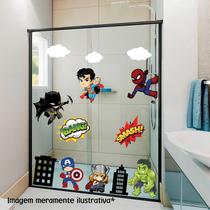 Adesivo de Box de Banheiro Mini Super Heróis - Lojinha da Luc Adesivos