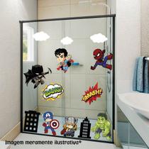 Adesivo de Box de Banheiro Mini Super Heróis