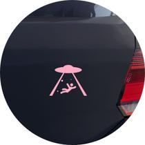 Adesivo de Carro Abdução Extra Terrestre - Cor Rosa Claro