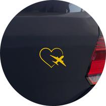Adesivo de Carro Amor por Viagem e Voar - Cor Amarelo
