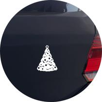 Adesivo de Carro Árvore de Natal Enfeitada - Cor Branco