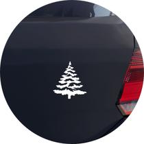 Adesivo de Carro Árvore Pinheiro Natal com Neve - Cor Dourado