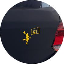 Adesivo de Carro Basquete Enterrada de Atleta - Cor Amarelo
