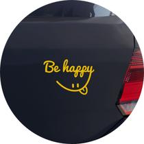 Adesivo de Carro Be Happy Smile - Seja Feliz - Cor Amarelo