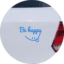 Adesivo de Carro Be Happy Smile - Seja Feliz - Cor Azul Claro