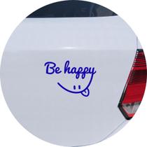 Adesivo de Carro Be Happy Smile - Seja Feliz - Cor Azul