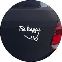 Adesivo de Carro Be Happy Smile - Seja Feliz - Cor Branco