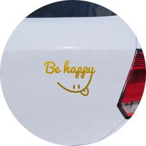 Adesivo de Carro Be Happy Smile - Seja Feliz - Cor Dourado