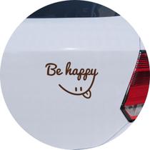 Adesivo de Carro Be Happy Smile - Seja Feliz - Cor Marrom