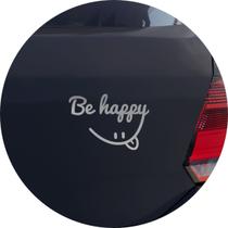 Adesivo de Carro Be Happy Smile - Seja Feliz - Cor Prata