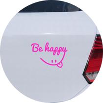 Adesivo de Carro Be Happy Smile - Seja Feliz - Cor Rosa