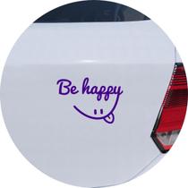Adesivo de Carro Be Happy Smile - Seja Feliz - Cor Roxo