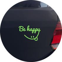 Adesivo de Carro Be Happy Smile - Seja Feliz - Cor Verde Claro