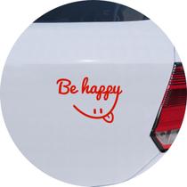 Adesivo de Carro Be Happy Smile - Seja Feliz - Cor Vermelho