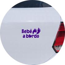 Adesivo de Carro Bebê A Bordo Pezinho - Cor Roxo