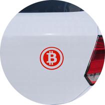 Adesivo de Carro Bitcoin Cryptomoeda - Cor Vermelho - Melhor Adesivo