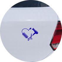 Adesivo de Carro Cabeleireiro Paixão pela Profissão - Cor Azul