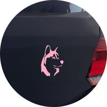 Adesivo de Carro Cachorro Husky - Cor Rosa Claro