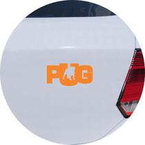 Adesivo de Carro Cachorro Pug Escrito - Cor Laranja