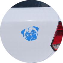 Adesivo de Carro Cachorro Pug Sentado - Cor Azul Claro
