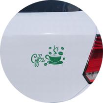 Adesivo de Carro Café Xícara Bebida E Grãos - Cor Verde