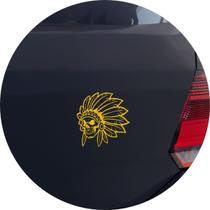 Adesivo de Carro Caveira de Índio de Cocar - Cor Amarelo