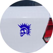 Adesivo de Carro Caveira Punk de Cabelo Moicano - Cor Azul - Melhor Adesivo