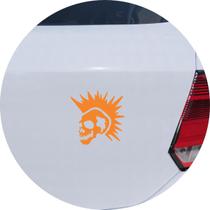 Adesivo de Carro Caveira Punk de Cabelo Moicano - Cor Laranja