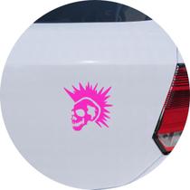 Adesivo de Carro Caveira Punk de Cabelo Moicano - Cor Rosa