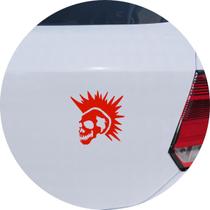 Adesivo de Carro Caveira Punk de Cabelo Moicano - Cor Vermelho - Melhor Adesivo