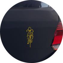 Adesivo de Carro Ciclista Pedalando em Bike Speed - Cor Amarelo - Melhor Adesivo