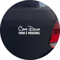 Adesivo de Carro Com Deus Tudo é Possível - Cor Verde Claro