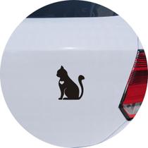 Adesivo de Carro Coração de Gato Felino Amor - Cor Vermelho - Melhor Adesivo