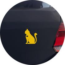 Adesivo de Carro Coração de Gato Felino Amor - Cor Vermelho