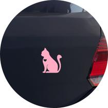 Adesivo de Carro Coração de Gato Felino Amor - Cor Vermelho