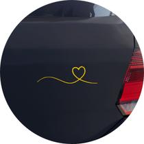 Adesivo de Carro Coração Linha Amor Paixão - Cor Amarelo