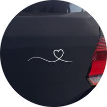 Adesivo de Carro Coração Linha Amor Paixão - Cor Branco