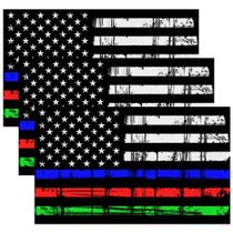 Adesivo de carro Creatrill Reflective Tattered USA Flag 3 x 5 cm, 3 pacotes