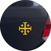 Adesivo de Carro Cruz de Jerusalém - Cor Amarelo