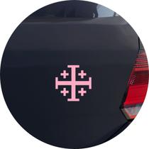 Adesivo de Carro Cruz de Jerusalém - Cor Rosa Claro - Melhor Adesivo