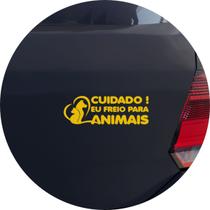 Adesivo de Carro Cuidado! Eu Freio para os Animais! - Melhor Adesivo