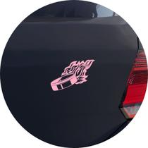 Adesivo de Carro Disco de Hockey em Chamas - Cor Rosa