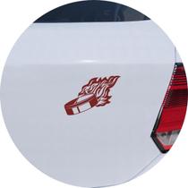 Adesivo de Carro Disco de Hockey em Chamas - Cor Rosa