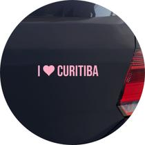 Adesivo de Carro Eu Amo Curitiba - I Love Curitiba - Cor Rosa Claro