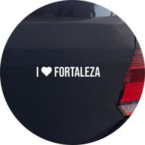 Adesivo de Carro Eu Amo Fortaleza - I Love Fortaleza - Cor Branco