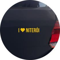 Adesivo de Carro Eu amo Niterói - I Love Niterói - Cor Amarelo - Melhor Adesivo