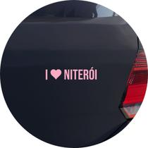 Adesivo de Carro Eu amo Niterói - I Love Niterói - Cor Rosa Claro - Melhor Adesivo